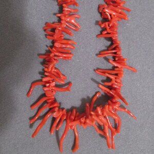 Gorgeous! Native Americaan RED BRANCH CORAL NECKLACE W/ Silver Findings 22"L